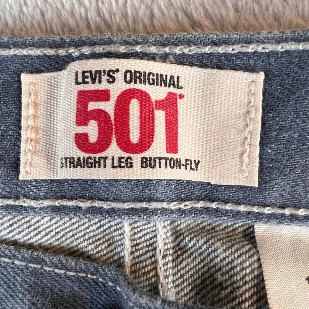 Levis 501 Original Straight Leg Button Fly Gray Blue Jeans Mens 34x32 WPL-423